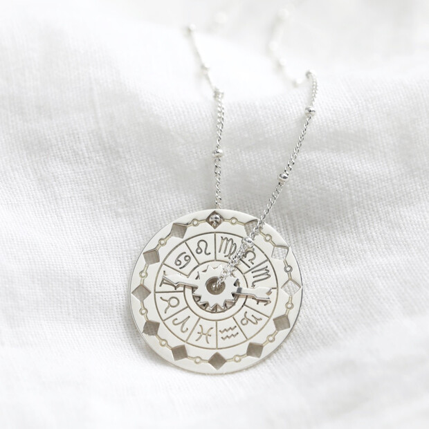 Sterling Silver Spinning Zodiac Necklace