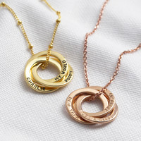 Personalised Gold Sterling Silver Russian Ring Necklace