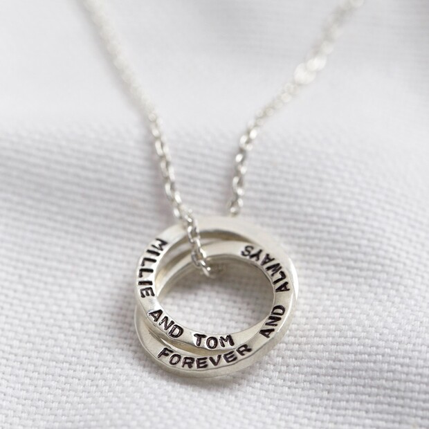 Personalised Silver Interlocking Circles Necklace | Lisa Angel