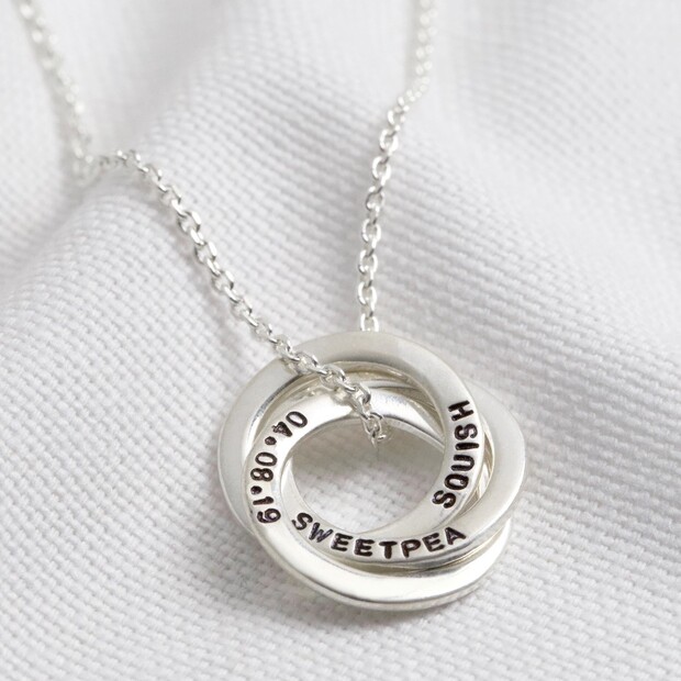 Personalised Sterling Silver Russian Ring Necklace | Lisa Angel