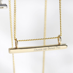 Personalised Gold Sterling Silver Horizontal Bar and Chain Necklace