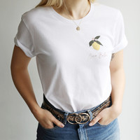 Women's Personalised Lemon T-Shirt in White