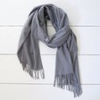 Lisa Angel Grey Personalised Embroidered Initials Lightweight Winter Scarf
