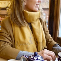 Personalised Embroidered Birth Flower Lightweight Winter Scarf