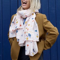 Personalised Pink Terrazzo Print Scarf