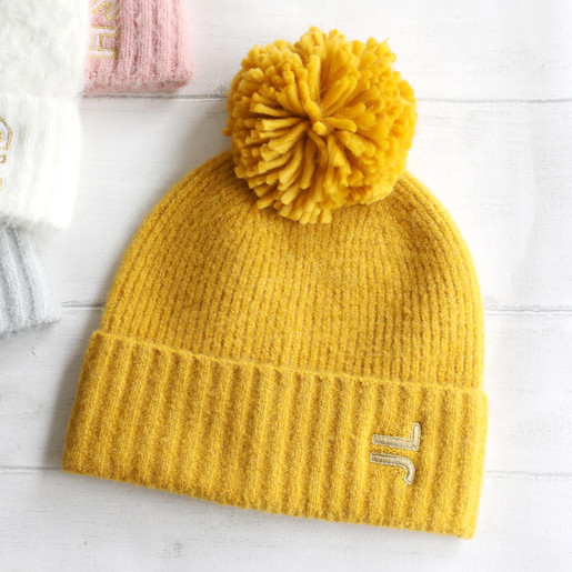 mustard bobble hat