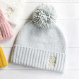 Lisa Angel Grey Personalised Soft Knit Bobble Hat