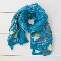 Personalised '3 Things' Winter Deer Print Scarf in Teal