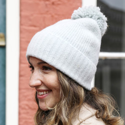 Soft Knit Bobble Hat in Grey