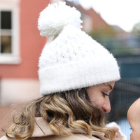 Soft Knit Bobble Hat in White