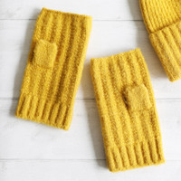 Soft Knit Hand Warmers in Mustard
