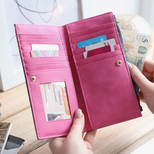 Lisa Angel with Colourful House of Disaster Heritage & Harlequin Elephant Wallet