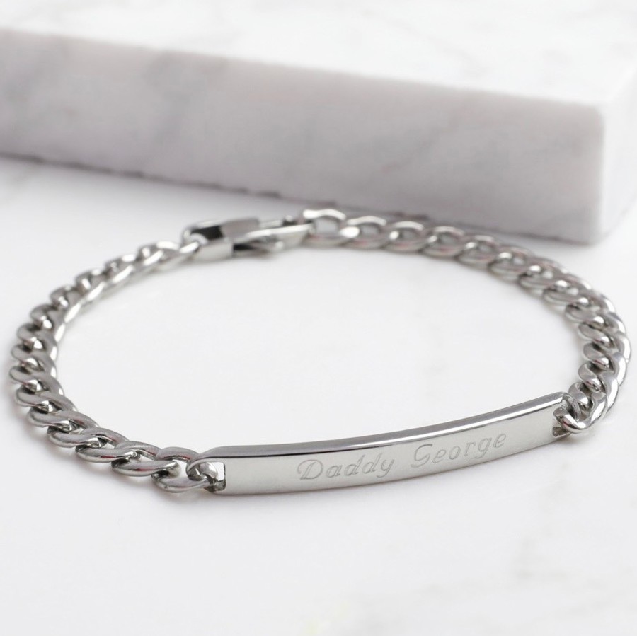 Personalised Men's Stainless Steel Plaque Bracelet | Lisa Angel