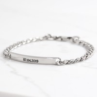 Personalised Men's Stainless Steel Chain and Plaque Bracelet