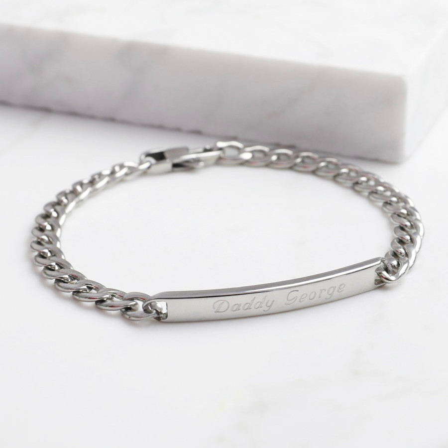Personalised Men's Stainless Steel Plaque Bracelet Lisa Angel