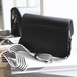Lisa Angel Leather Saddle Bag with Black and White Strap