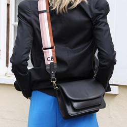 Black Leather Saddle Bag with Personalised Strap