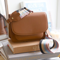 Tan Leather Saddle Bag with Personalised Strap