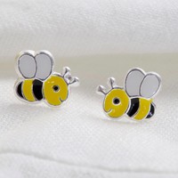 Sterling Silver Cute Bee Stud Earrings