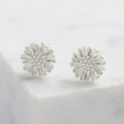 Sterling Silver Daisy Flower Stud Earrings