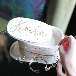 Personalised Speckled Stars Oval Trinket Box