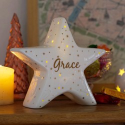 Personalised White LED Constellation Ceramic Standing Star Decoration