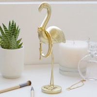Gold Standing Flamingo Jewellery Holder