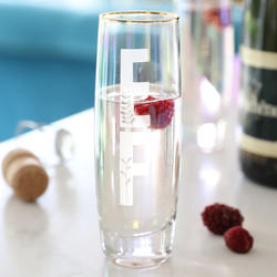 Personalised Initials Iridescent Stemless Prosecco Glass