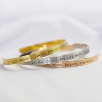 Handmade Stainless Steel 'Be Bold' Open Bangle