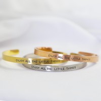 Handmade 'Enjoy All The Little Things' Open Bangle