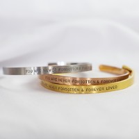 Handmade Stainless Steel 'Never Forgotten' Open Bangle