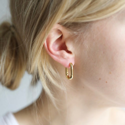 Curved Rectangle Hoop Earrings in Gold
