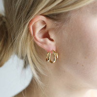 Statement Triple Hoop Earrings in Gold