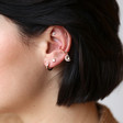 Crystal Moon and Star Charm Ear Cuff in Rose Gold on Model