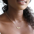 Personalised Gold Triple Heart Pendant Necklace on Model