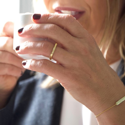 Gold Sterling Silver Thin Geometric Ring on Model