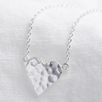 Hammered Silver Heart Necklace