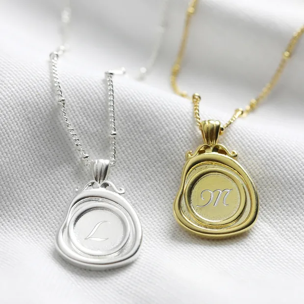 Lisa Angel Ladies' Personalised Wax Seal Pendant Necklace