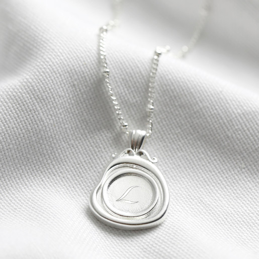 Ladies' Silver Personalised Wax Seal Pendant Necklace