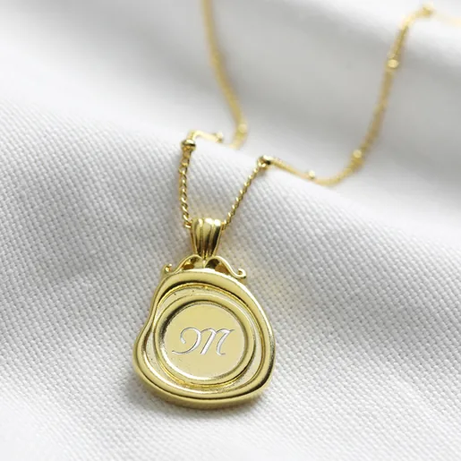 Women's Gold Personalised Wax Seal Pendant Necklace