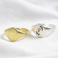 Personalised Adjustable Oval Signet Ring