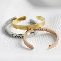 Personalised Thin Adjustable Stainless Steel Ring