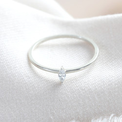 Sterling Silver Thin Diamond Stone Ring
