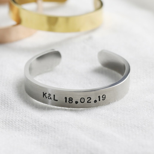 Lisa Angel Angel Personalised Thick Adjustable Stainless Steel Ring
