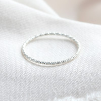 Sterling Silver Thin Sparkle Cut Ring