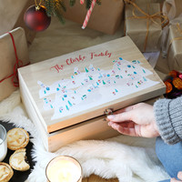 Personalised Christmas Scene Wooden Christmas Hamper Box