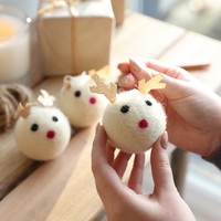 Set of 3 Round Felt Reindeer Baubles
