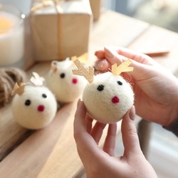 Set of 3 Round Felt Reindeer Baubles