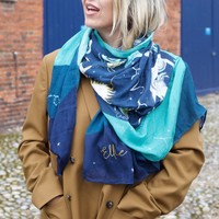 Personalised Lightweight Zodiac Print Scarf in Teal