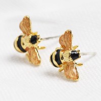 Small Bee Stud Earrings in Gold